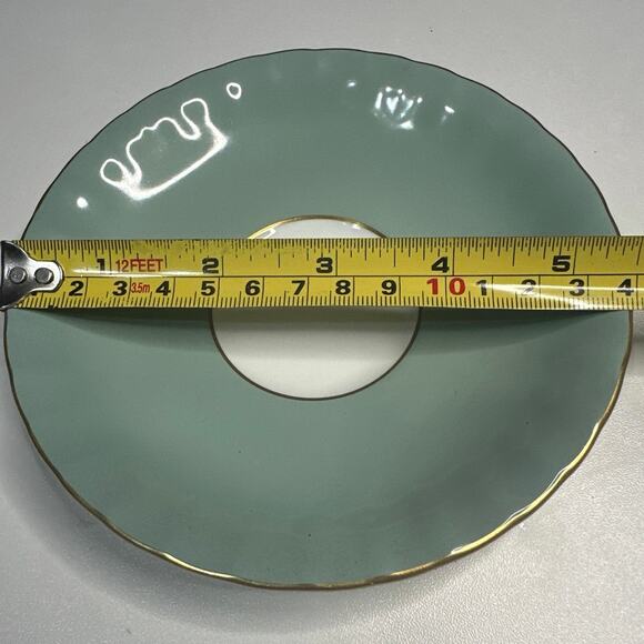 Aynsley Replacement Saucer(England) Bone China Mint Green & gold Pembroke trim - Picture 5 of 5